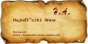 Hajnáczki Anna névjegykártya