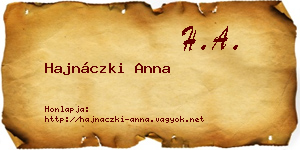 Hajnáczki Anna névjegykártya