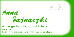 anna hajnaczki business card